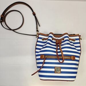 Dooney & Bourke Blue and White Striped Bucket Bag